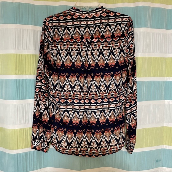 Market & Spruce Women's Patterned Top Blue, Cream, and Pink Sz Medium - Picture 8 of 9
